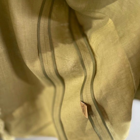 100% LINEN Trousers ETC New York women Sz 6 light green w/fringe shacket money - Picture 11 of 16